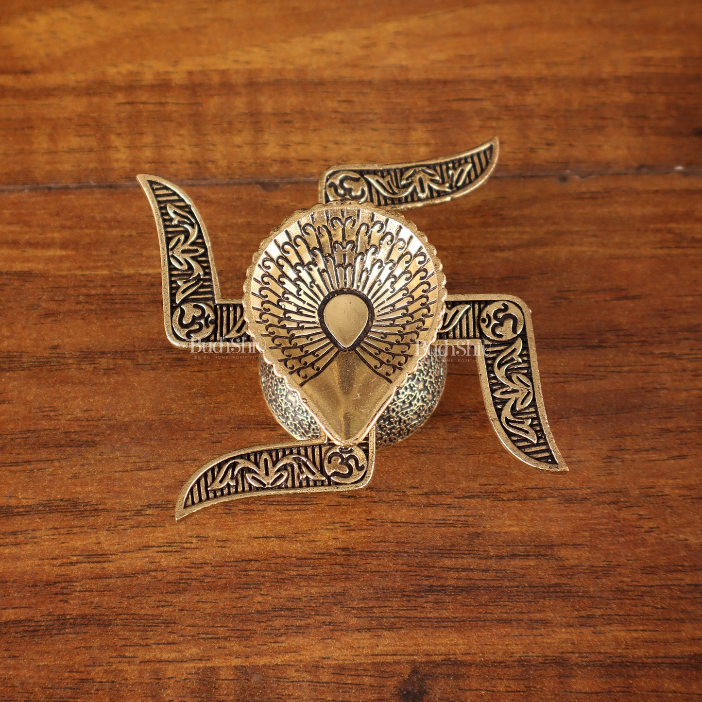 Brass Superfine Swastik Diya Oil Lamp with OM Carvings â Sama Homes