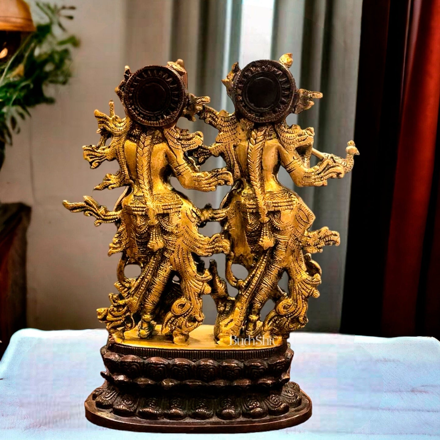 Sama Homes-exquisite 12 brass radha and krishna idol pair divine hindu deities