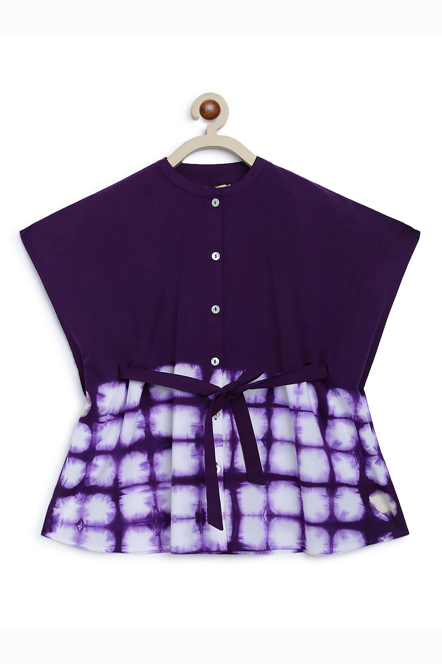Girls Kaftan Dress Purple Tie Dye Clamp