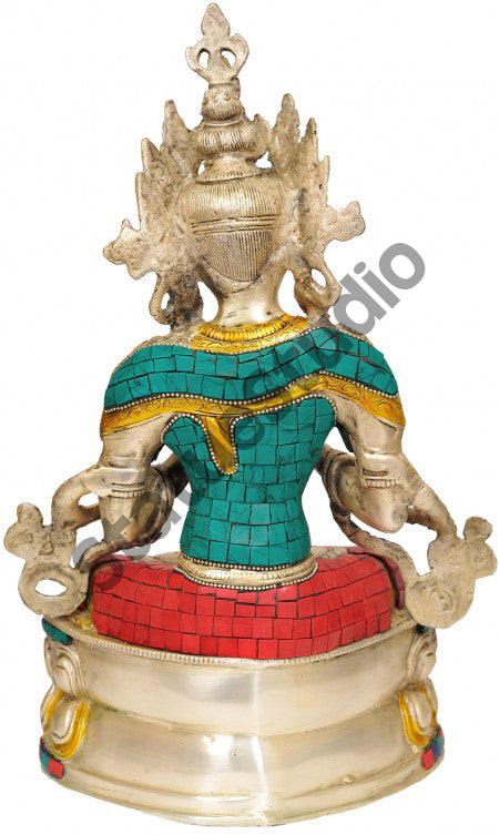 Tibet Budhist Deity Lord Vajradhara Good Luck Statue 14"