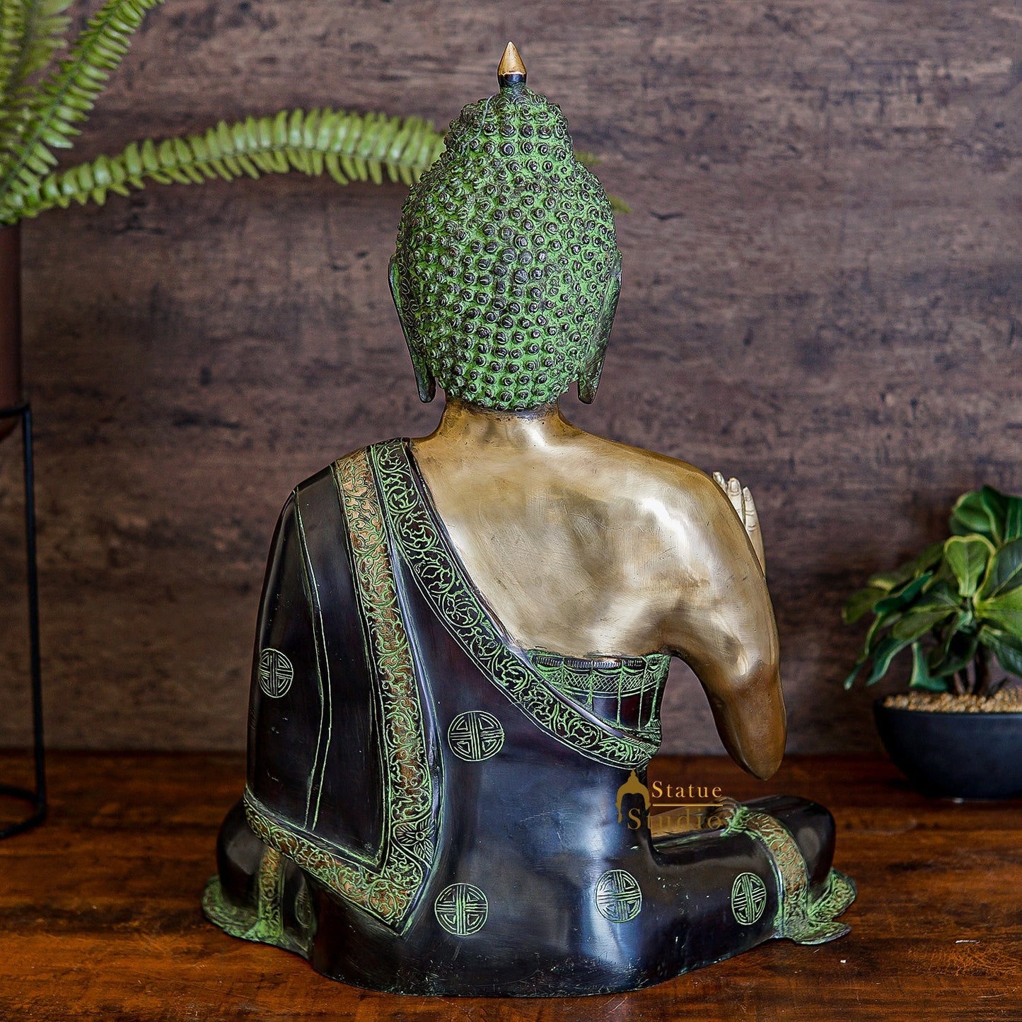 Brass Large Blessing Buddha Statue Antique Finish For Home Decor 2 Feet