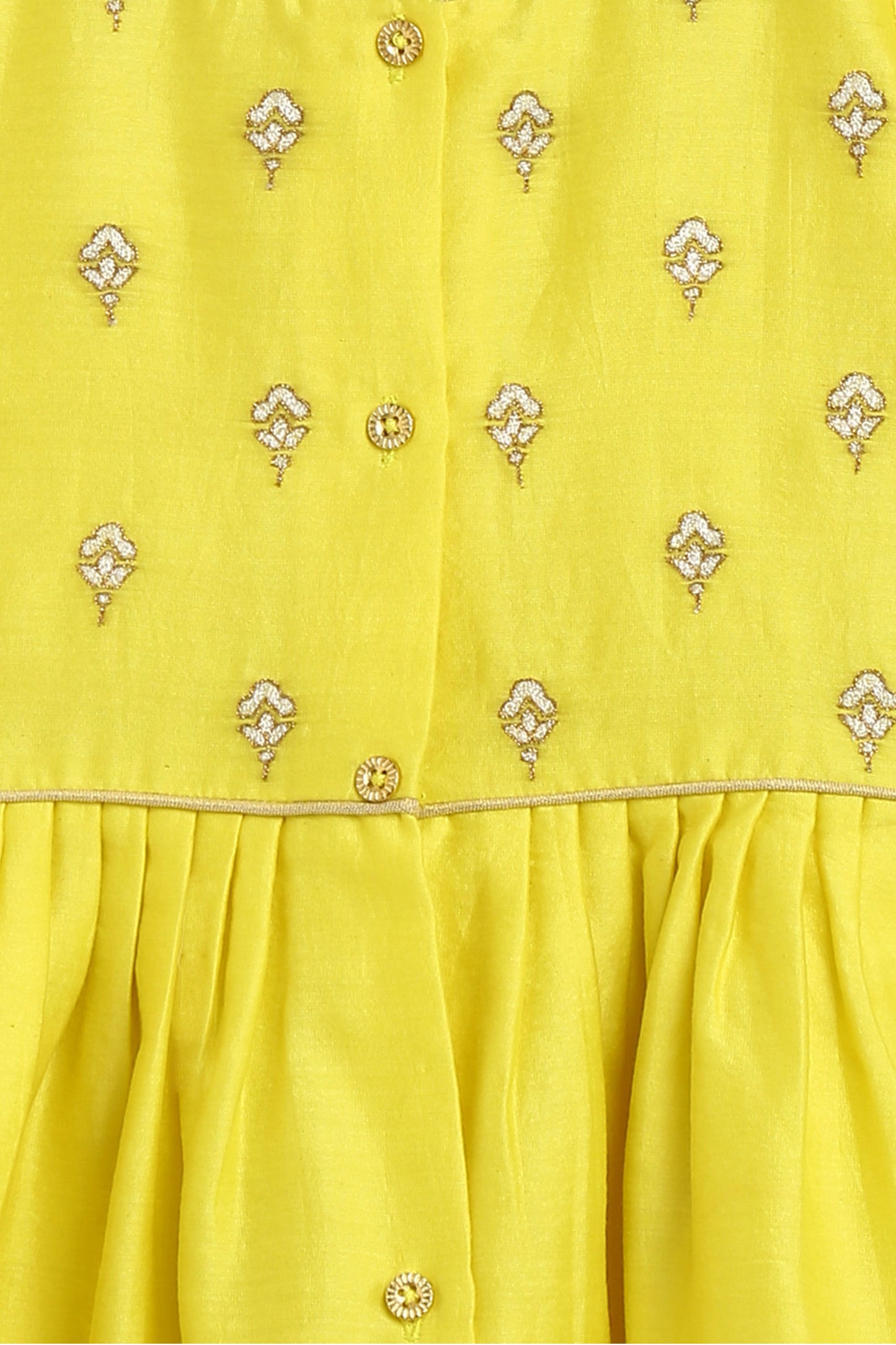 Sadabahar Silk Suit Set Embroidered- Yellow