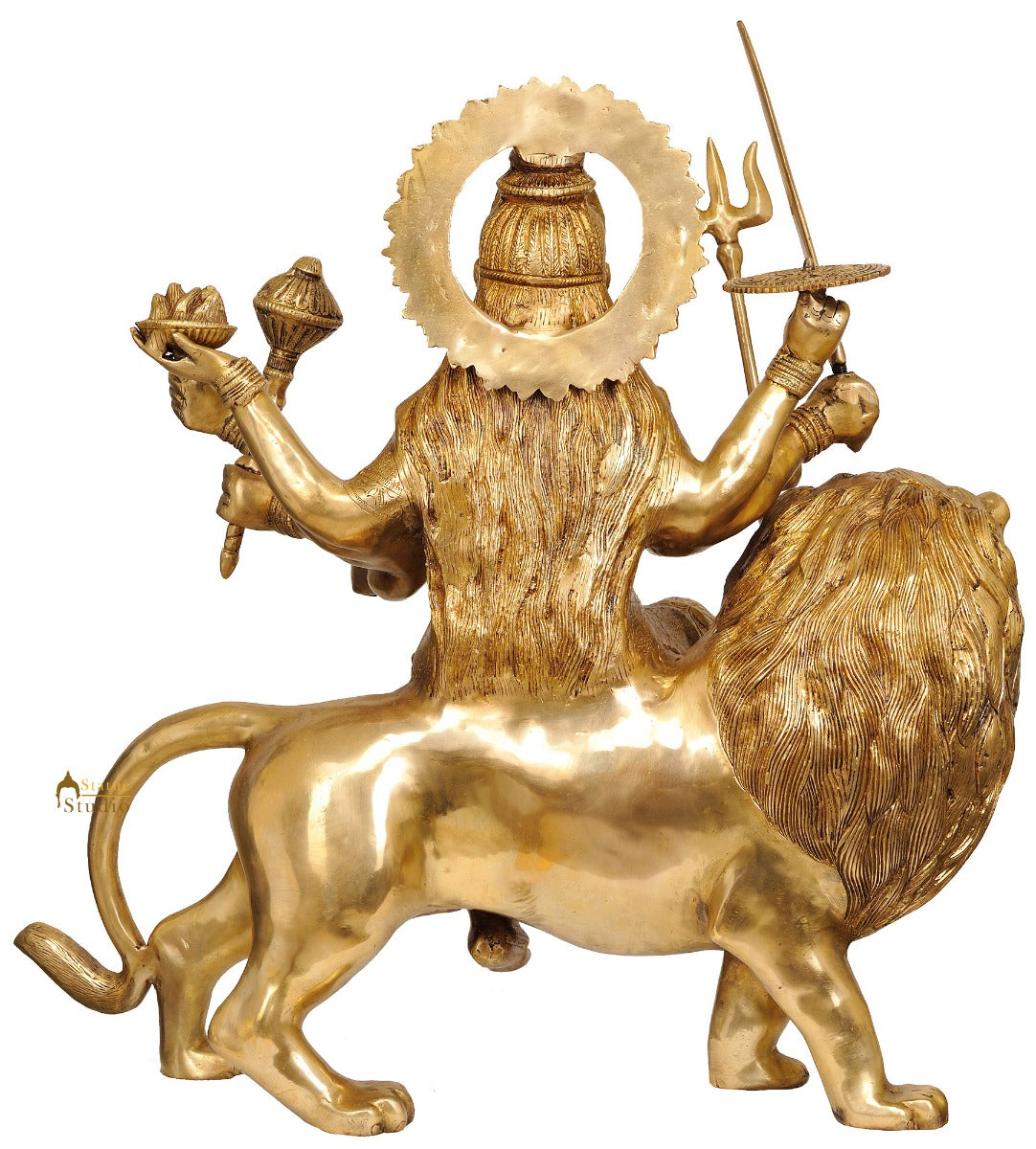Big India Hindu Goddess Maa Durga Mounted on Lion Temple Large Size Idol 2 Feet