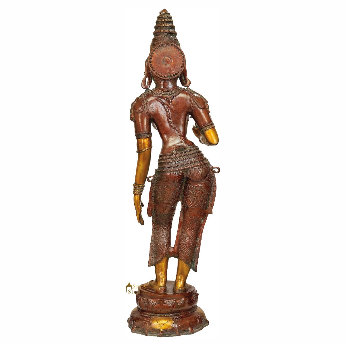 Large Size Vintage Hindu Deity Maa Parvati Unique Statue Offering Flower 45"