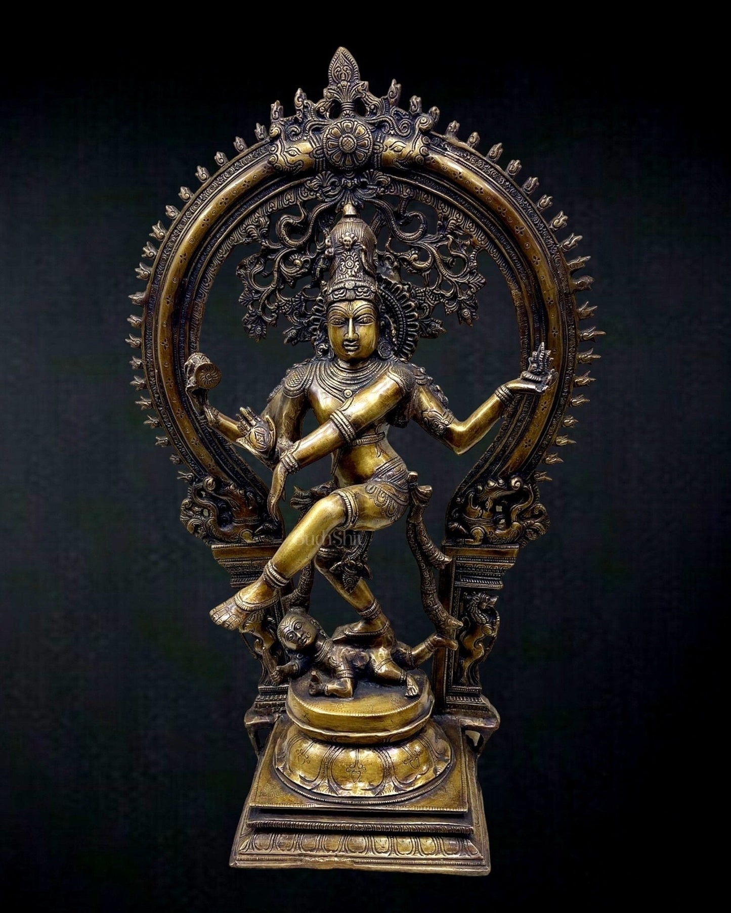 28-Inch Brass Nataraja Antique Tone Sculpture | 100% Certified Copper & Brass - Sama Homes Idol - Brass Sculpture