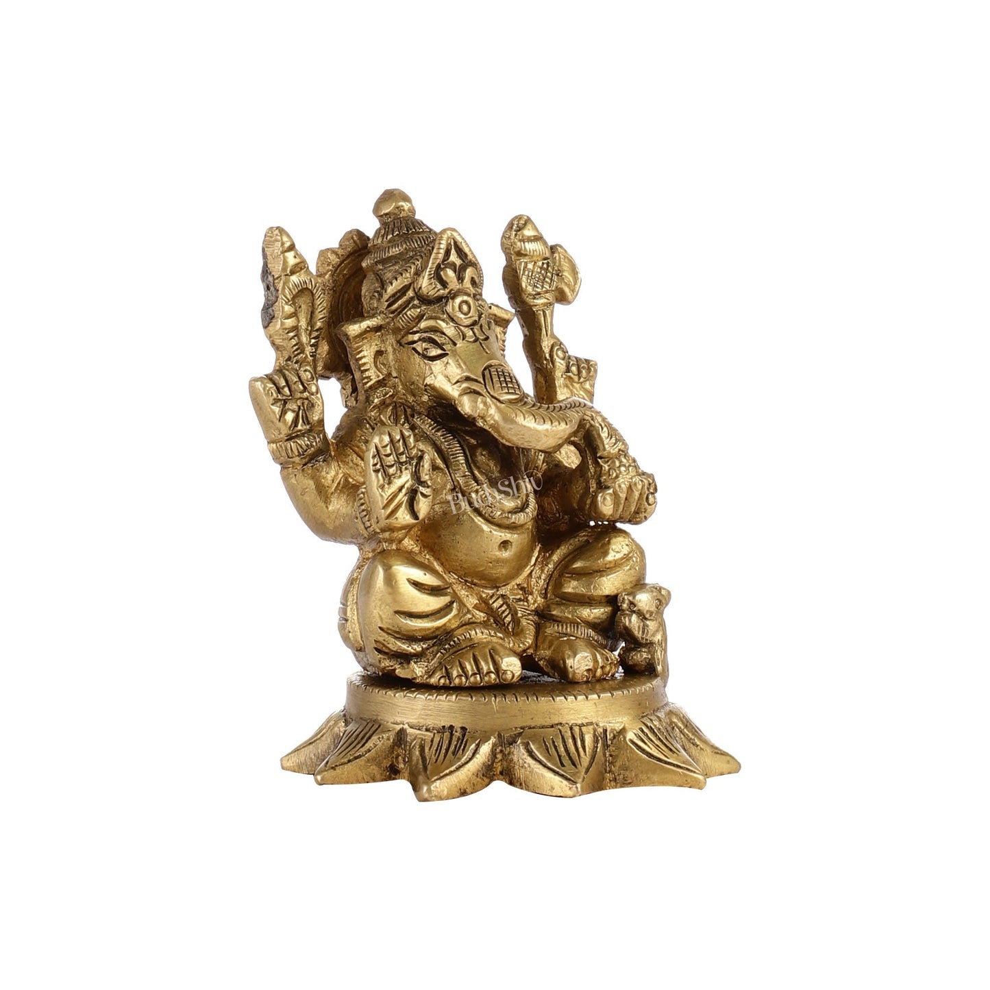 Sama Homes-3 inch brass small lord ganesha idol