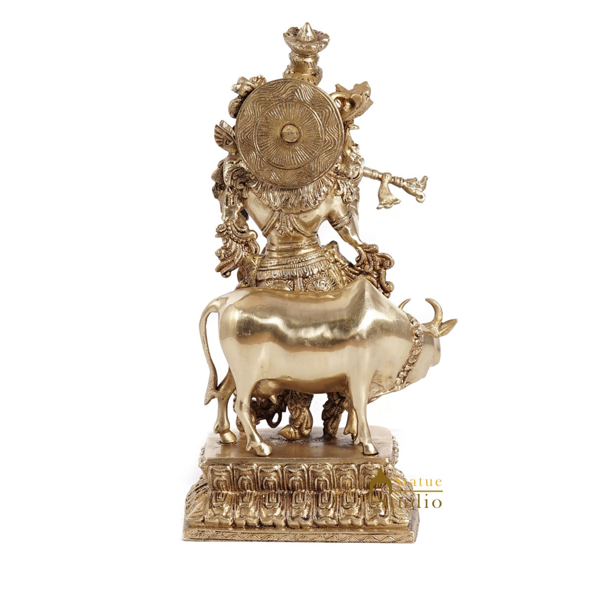 Bhagwan Shri Krishna Murti with Holy Cow Statue For Sale