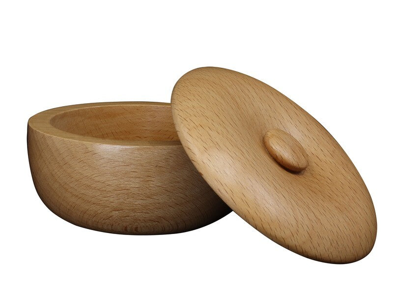 Large Light Beach Wood Shave Soap Bowl with Lid - No Logo
