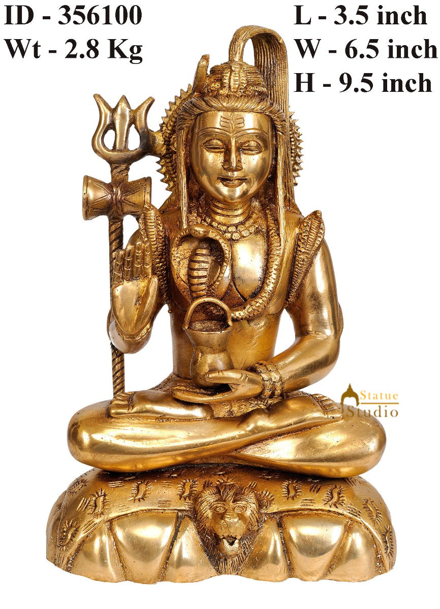 Brass Handmade Lord Shiva Statue 9 Inch