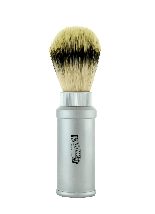 Col. Conk Synthetic Shaving Brush with Travel Case, H:140, K:21, Matte Aluminum Handle