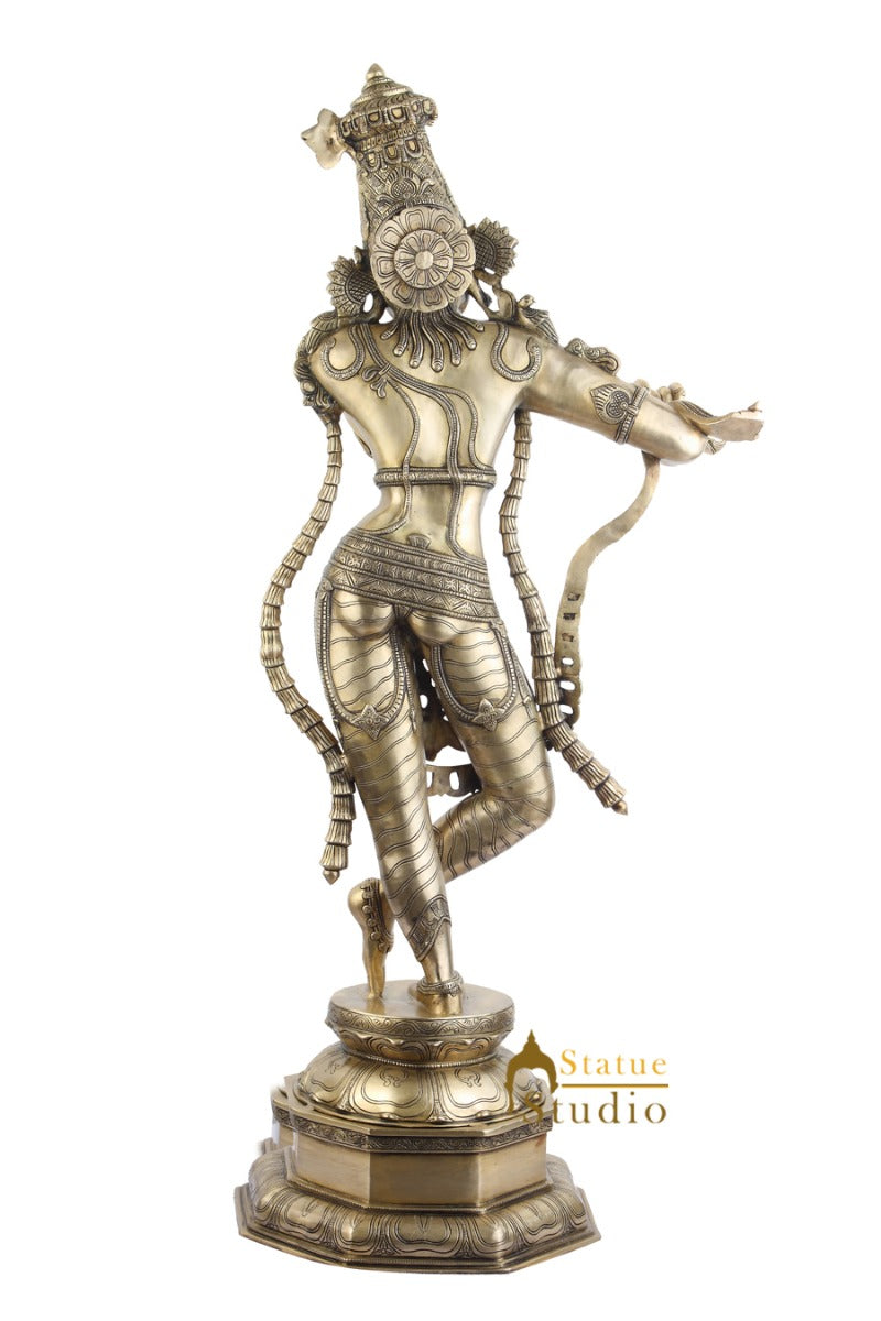 Large Size Brass Masterpiece Hindu Deity Lord Murali Krishna Home Décor 4 Feet
