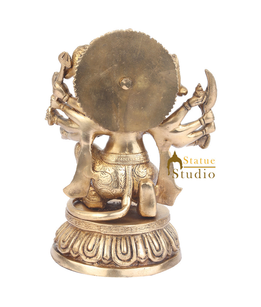 Brass Panchmukhi Hanuman Idol On Round Base For Home Decor 11"