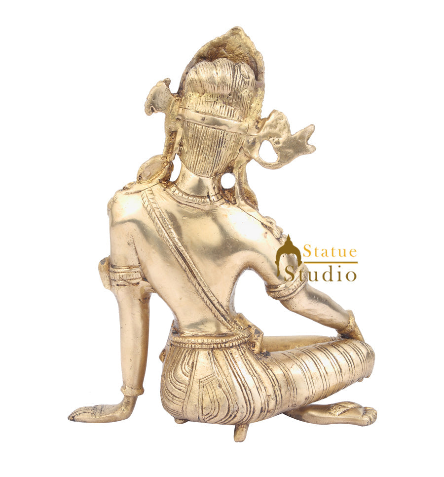 Indian Brass Hindu Deity Lord Indra Dev Inder Rare Unique Idol For Sale 10"