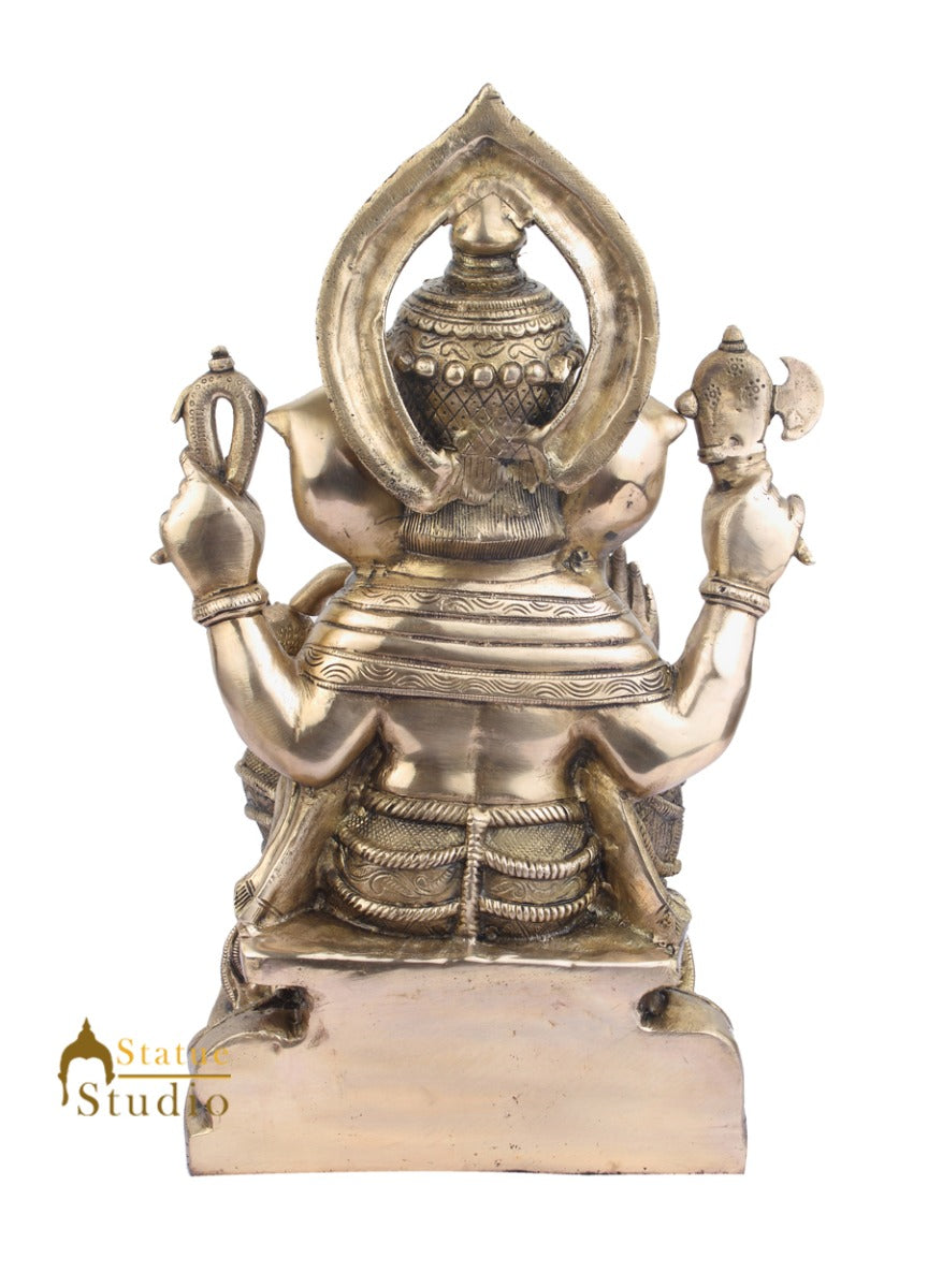 Indian Home Vastu Décor Ganpati Murti Hindu Deity Brass Ganesha Statue 22"