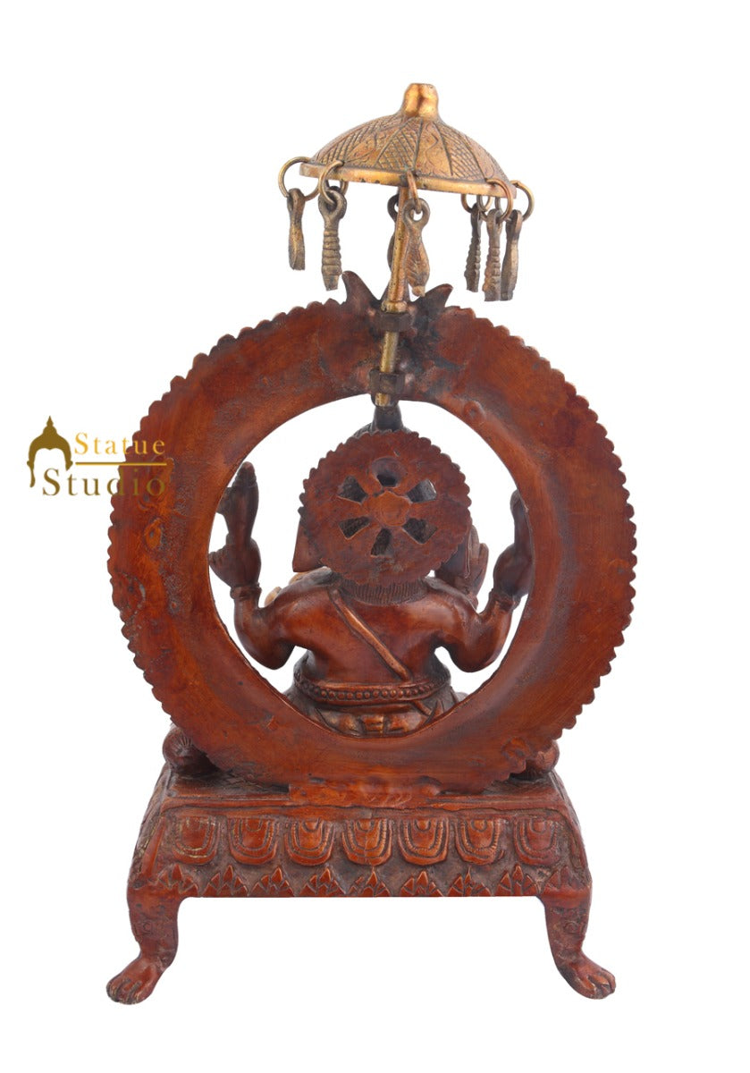 Indian Brass Handicraft Decorative Ganpati Bappa Ganesh Ji Murti Large Vastu 18"