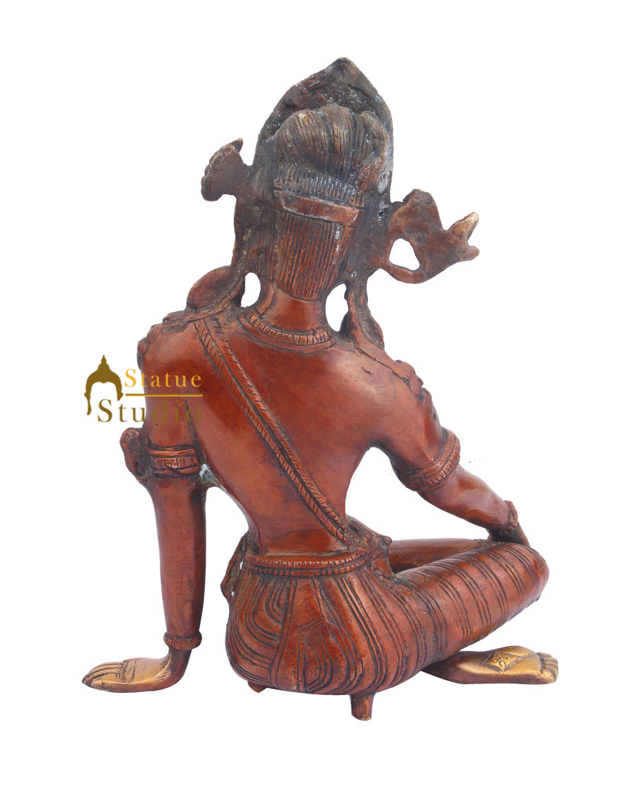 Indian Brass Hindu Deity Lord Indra Dev Inder Rare Unique Décor Idol For Sale 10"
