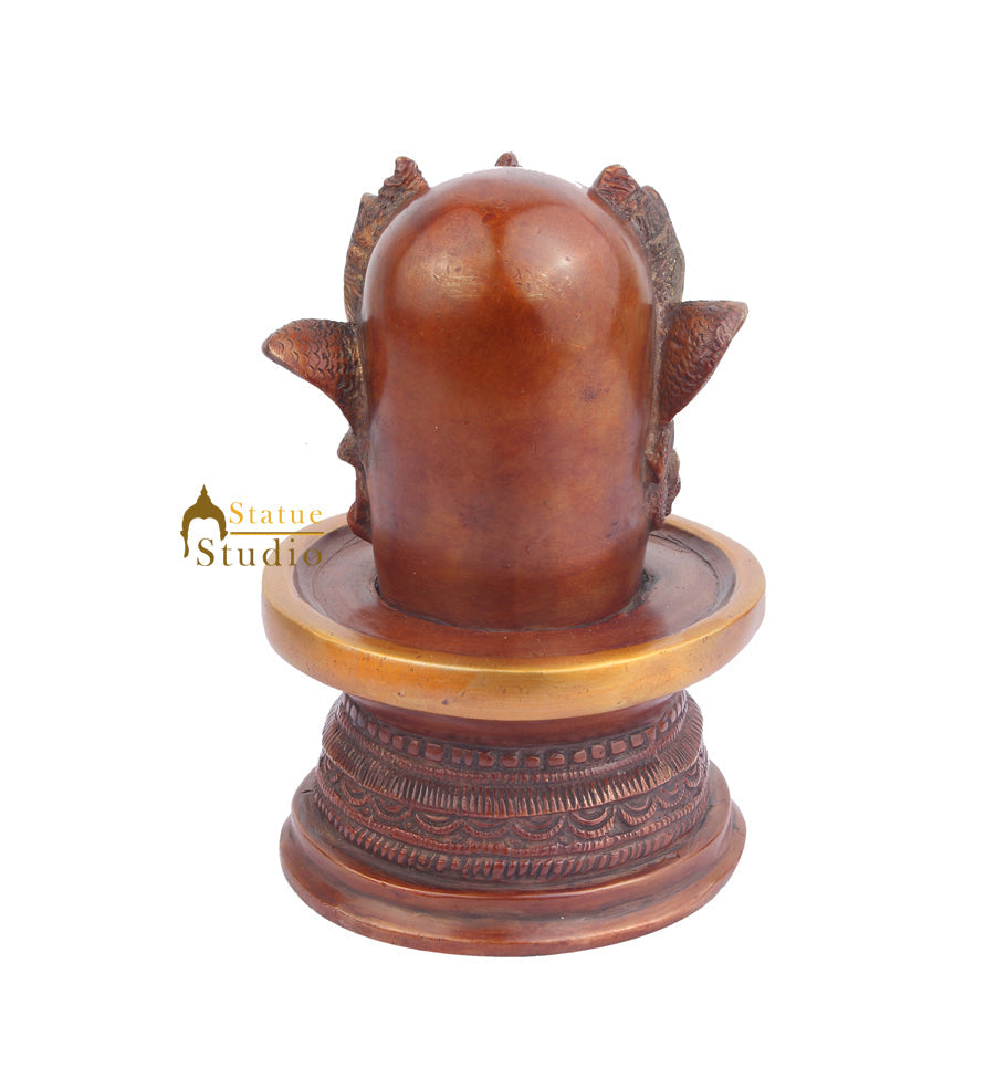 Brass Lord Shiva Sacred Holy Shivling For Temple Religious Décor 7"