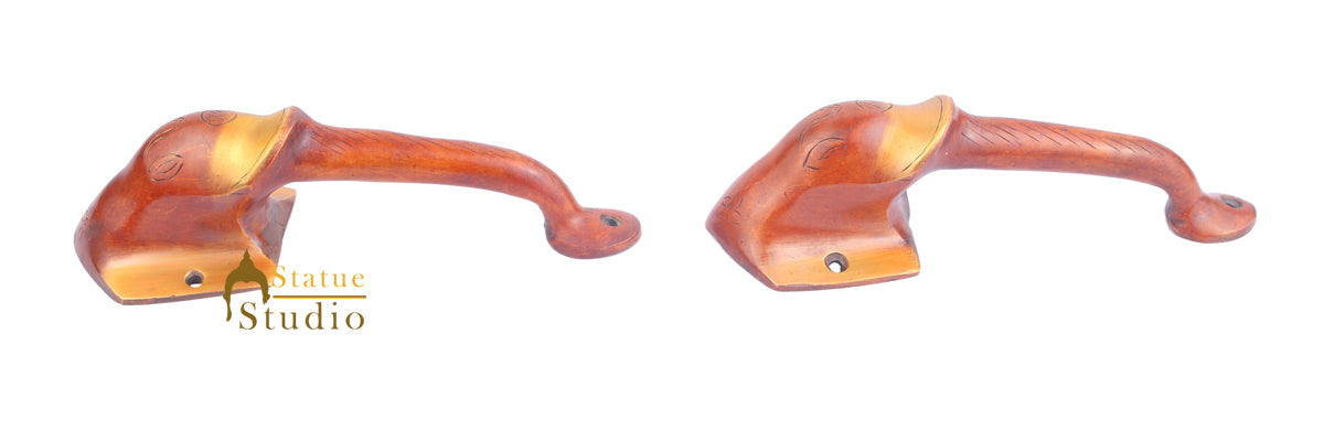 Brass Handicraft Home Decorative Elephant Design Door Handle Red Pair 6"