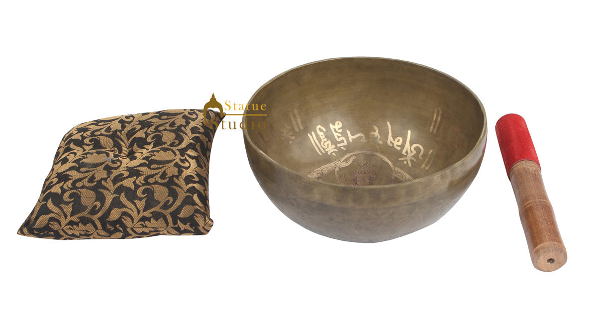 Tibetan Healing Manjushri Engraved Hand Hammered Meditation Singing Bowl 8"