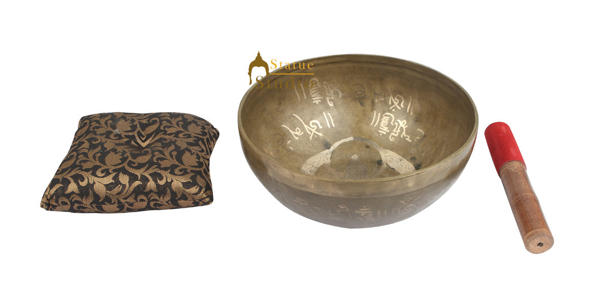 Tibetan Healing Manjushri Engraved Hand Hammered Meditation Singing Bowl 9"