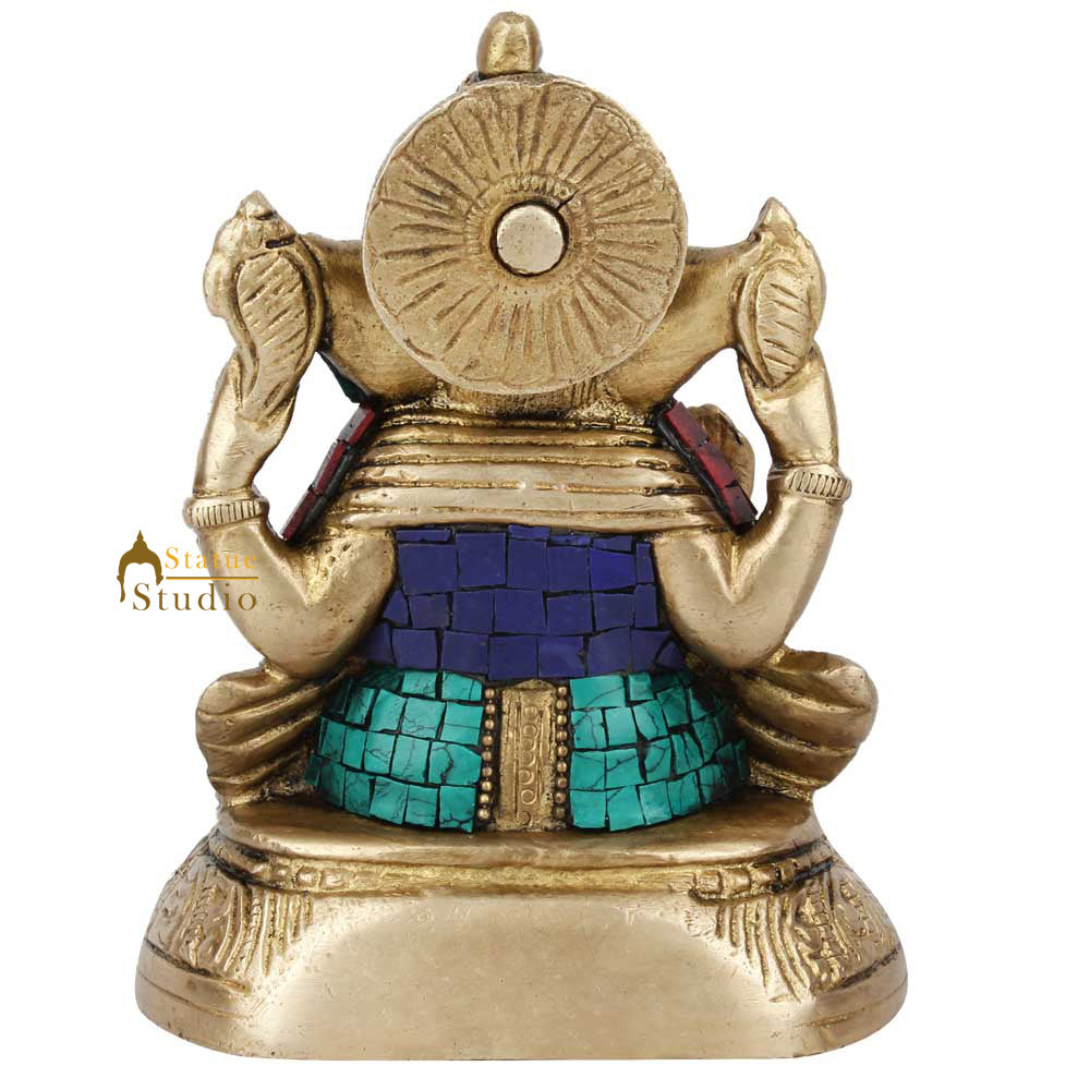 Indian Diwali Corporate Wedding Gift Ganesh Ganpati Idol Inlay Statue Murti 2.5"