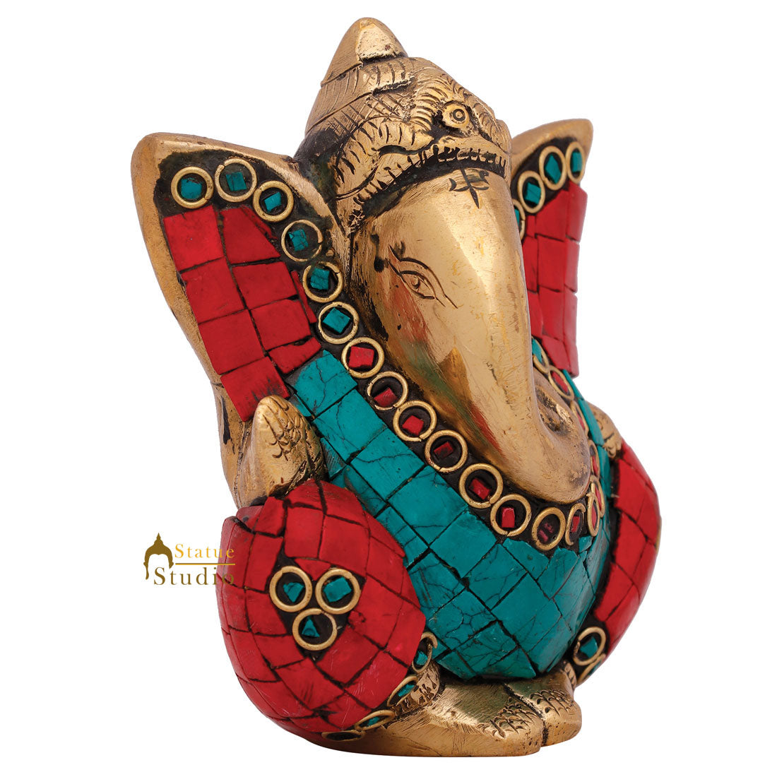 Perfect Wedding Diwali Corporate Mini Brass Ganesha Ganpati Idol Gift Statue 4"