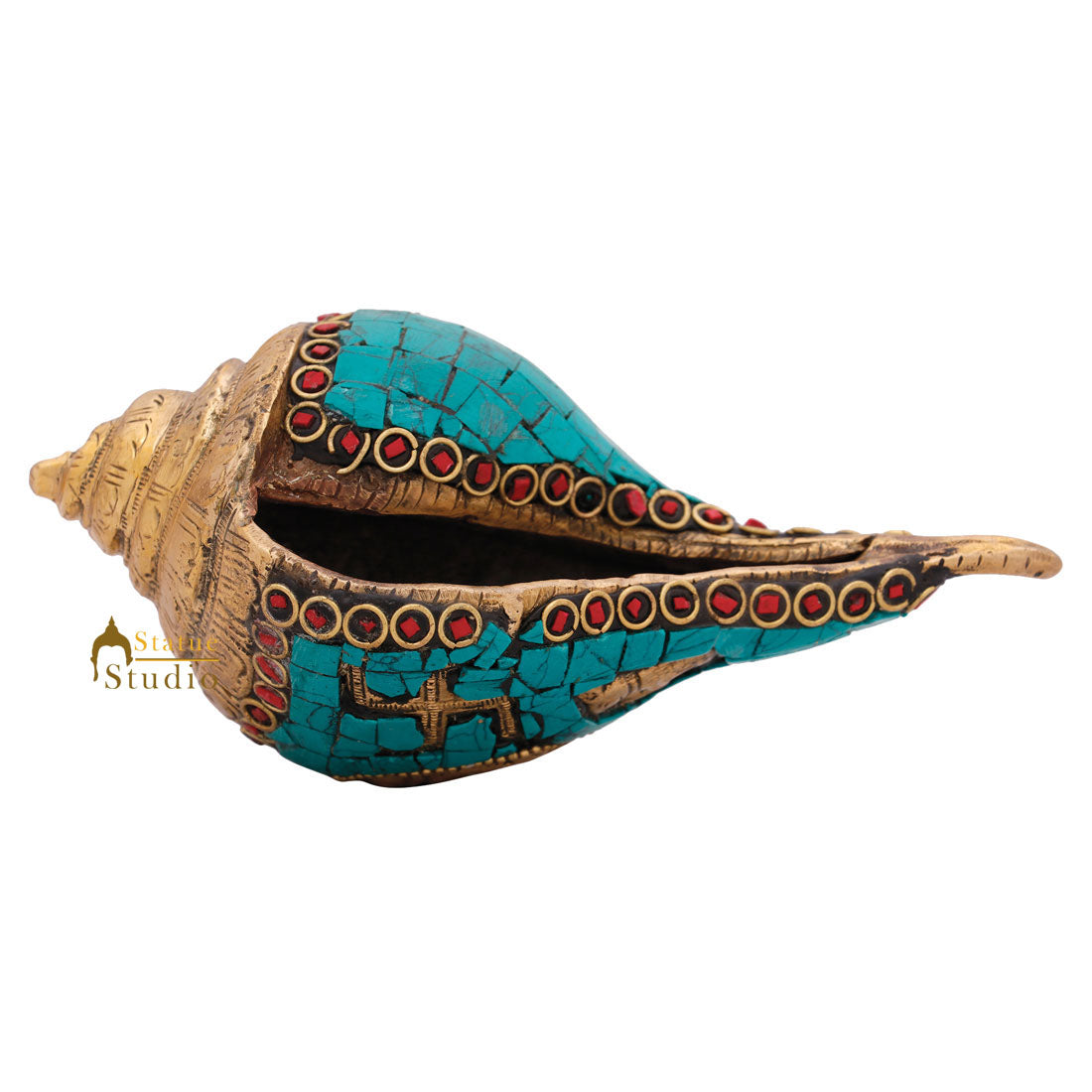 Indian Handicraft Lord Ganesha Shankh Coonch Religious Tempe Pooja Décor 3"