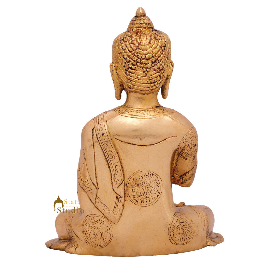 Indian Metal Handicraft Buddhist Deity Buddha Blessing Décor Gift Statue Idol 8"