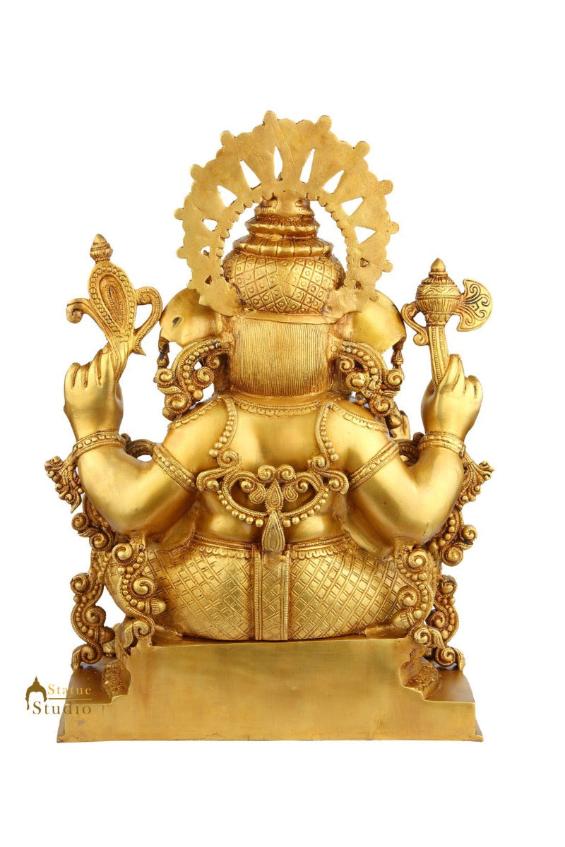 Brass Large Ganesha Statue Showpiece Lucky For Home Decor 2 Feet