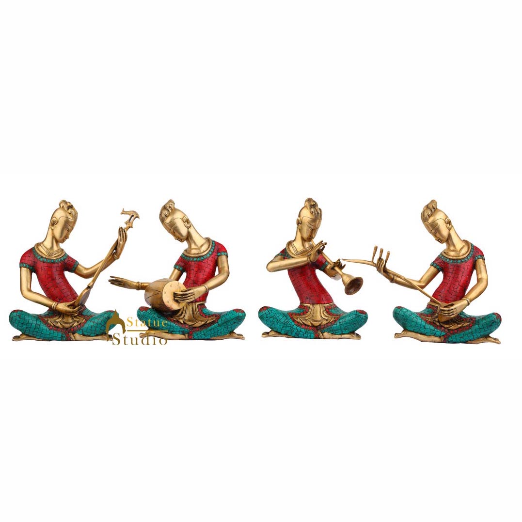 Large Size Brass Musical Band 4 pcs Home Indoor Décor Showpiece Figurine 13"