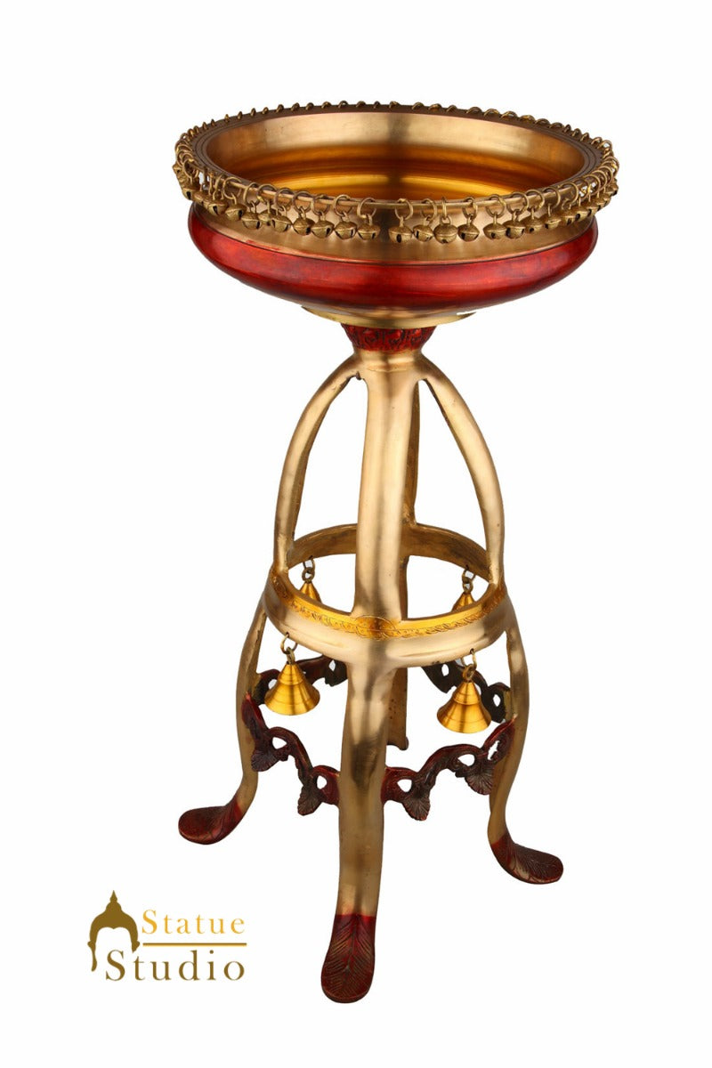 Big South Indian Style Home Décor Antique Urli Vessel Bowl Varpu Stand Showpiece
