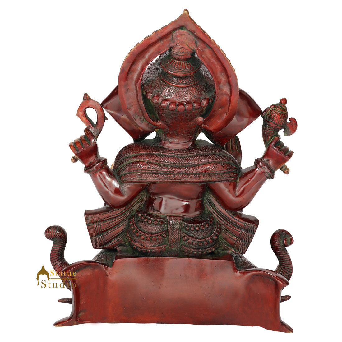 Indian Brass Handicraft Ganesha Lambodar Ganpati Idol Decor Statue Figurine 18"