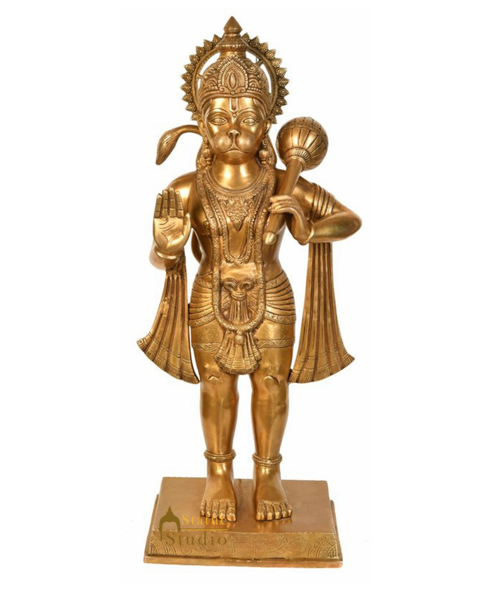 Brass Large Standing Hanuman Statue Religious For Home Decor Idol 3 Feet