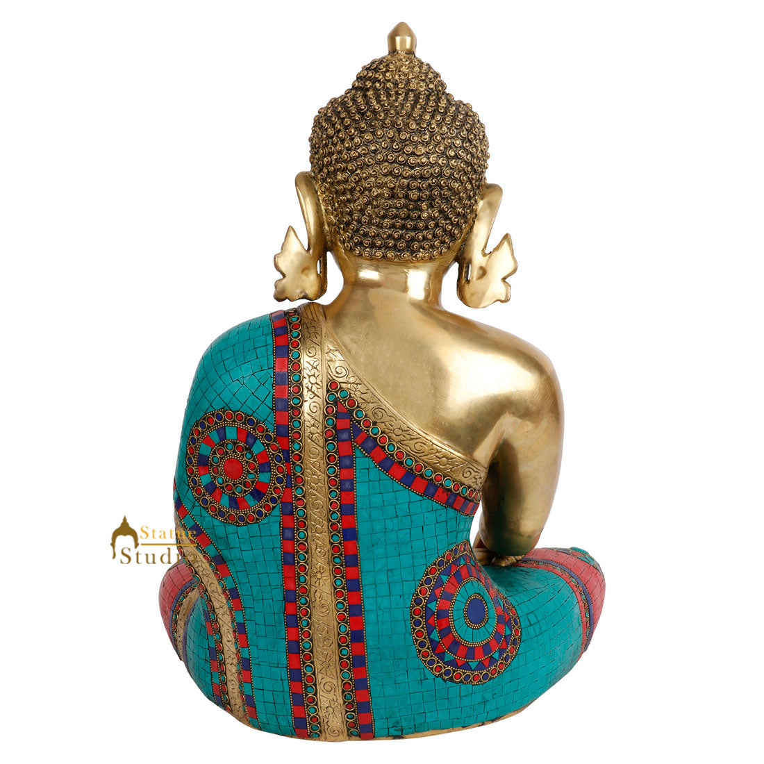 Large Size Indian Inlay Work Lord Buddha Sitting Décor Statue Idol 2 Feet