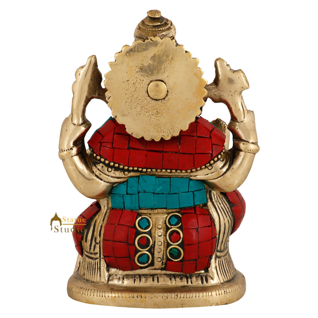 Brass Hindu God Ganpati Diwali Corporate Gift Idol Mini Ganesha Décor Statue 4"