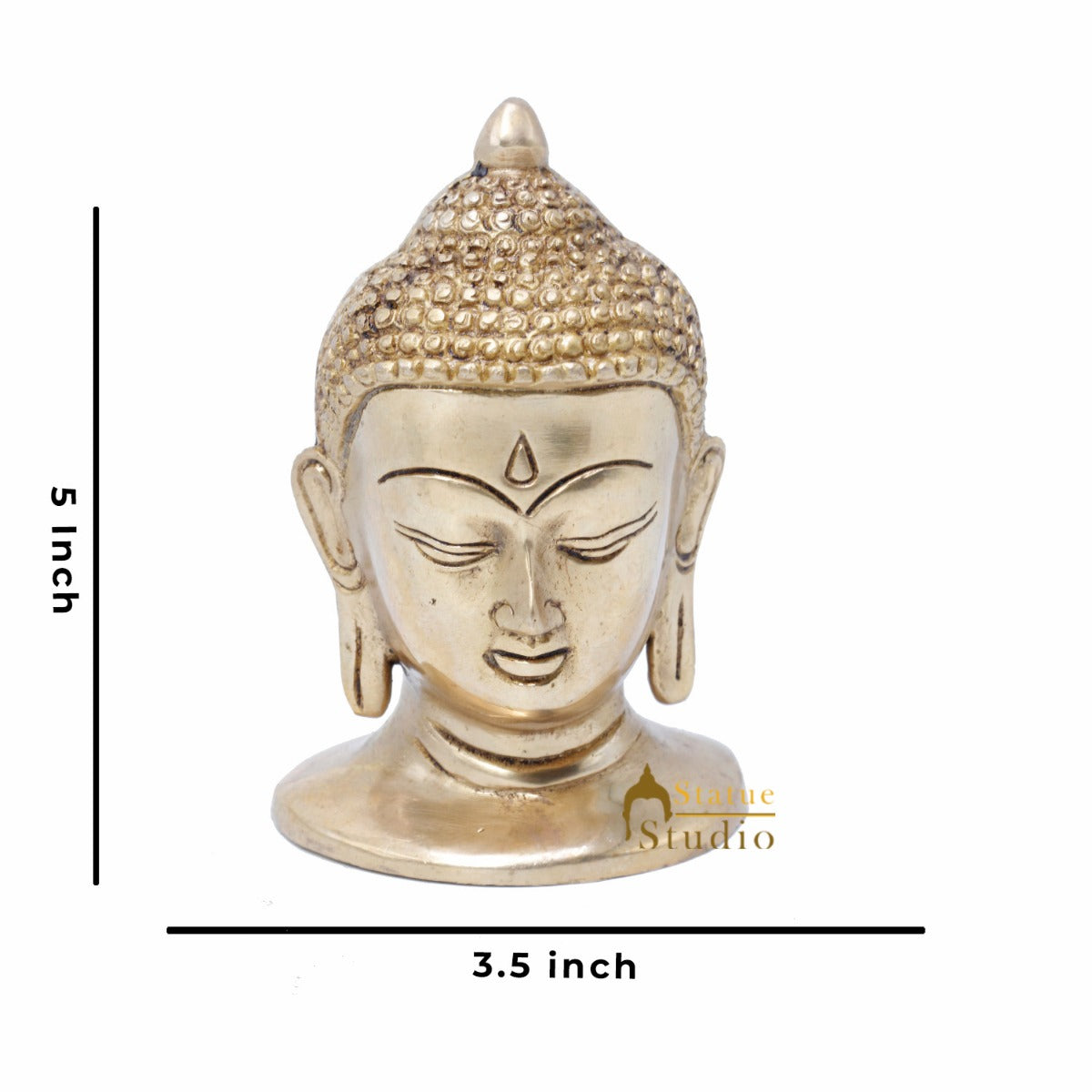 Brass Buddha Head Idol For Home Decor Office Desk Gift Showpiece 5"