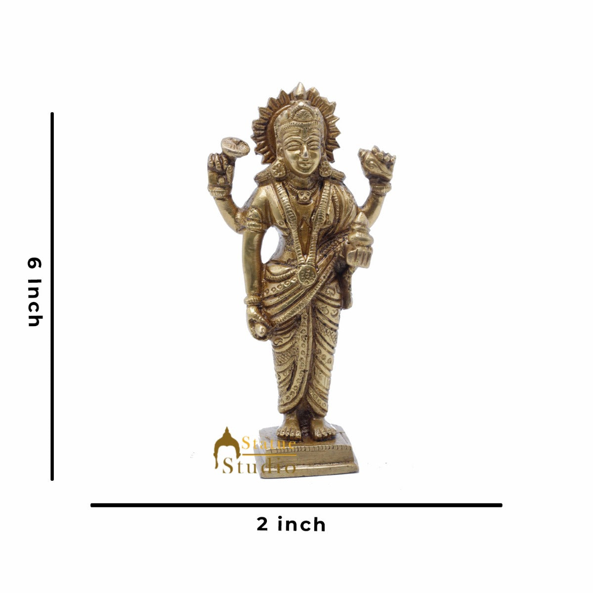 StatueStudio Brass Physician Of Gods Lord Dhanvantari Idol For Home Office Desk Temple Pooja Puja Décor Feng Shui Vastu Decorative Statue Showpiece 6"
