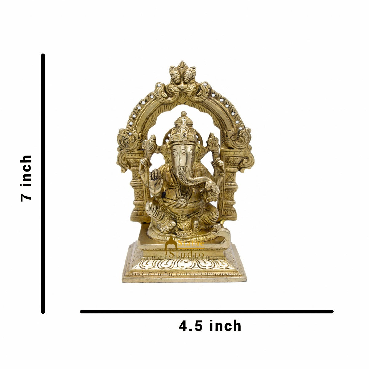 Brass Ganesha Statue For Home Temple Decor 7 Inch