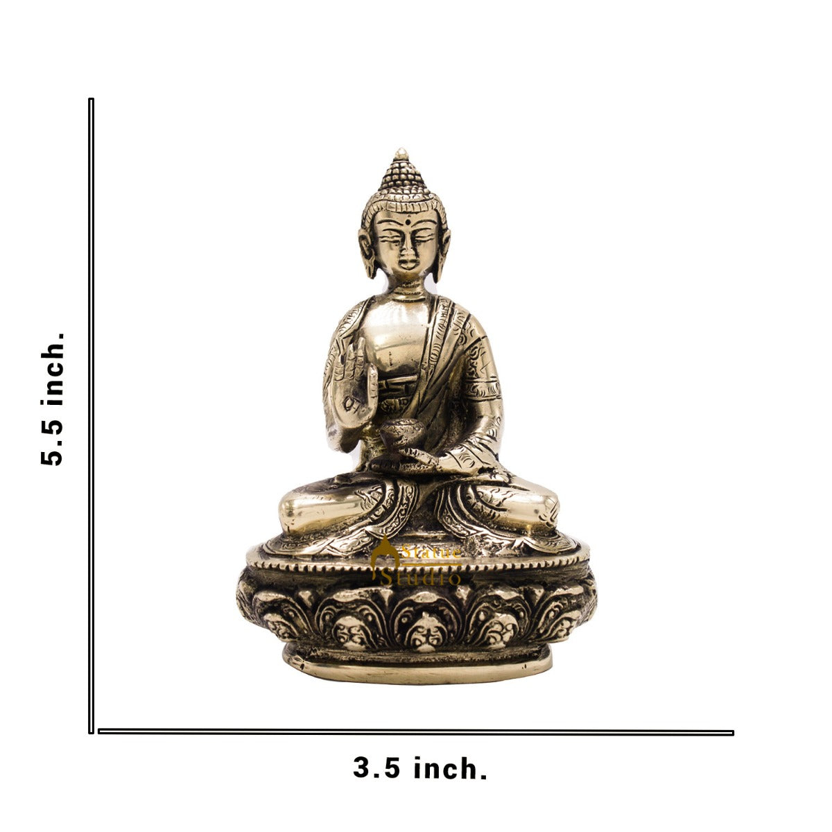 Brass Carved Buddha Idols For Home Office Desk Room Table Décor Statue 5.5"