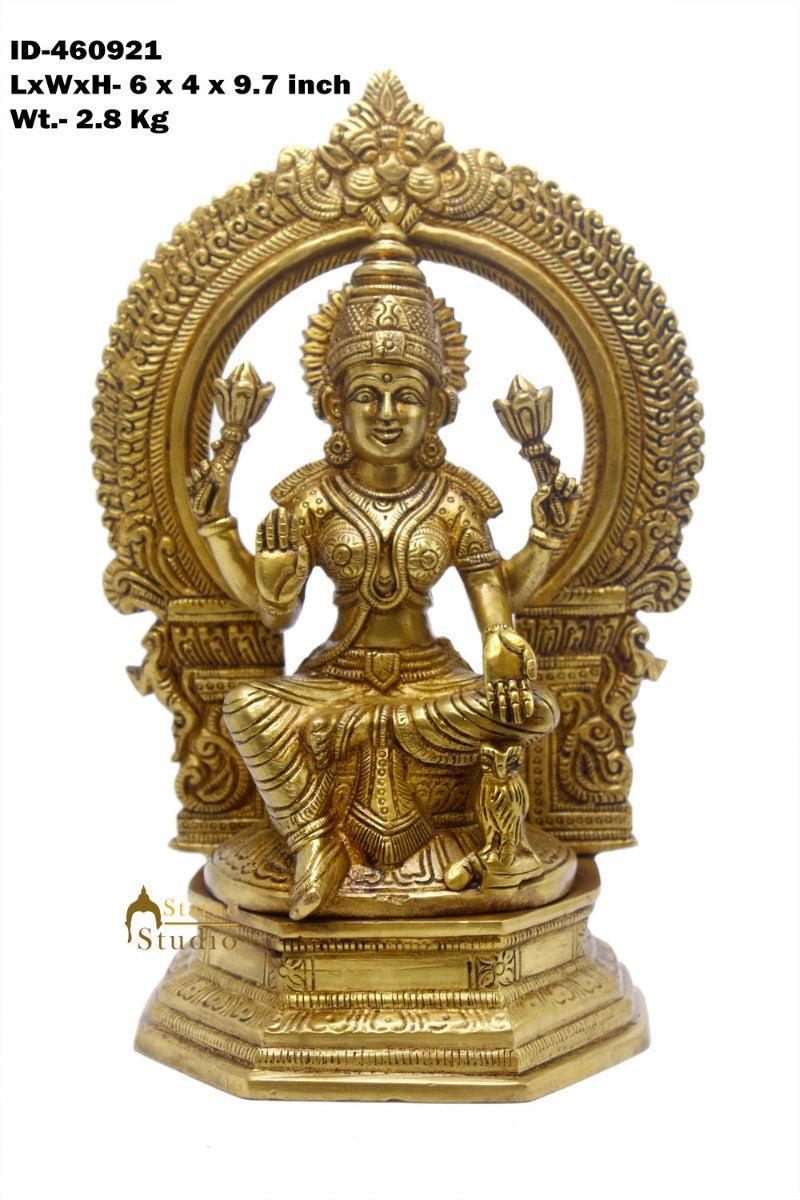 Brass Lakshmi Idol Laxmi Statue For Religious Home Office Décor Lucky Gift 9.5"