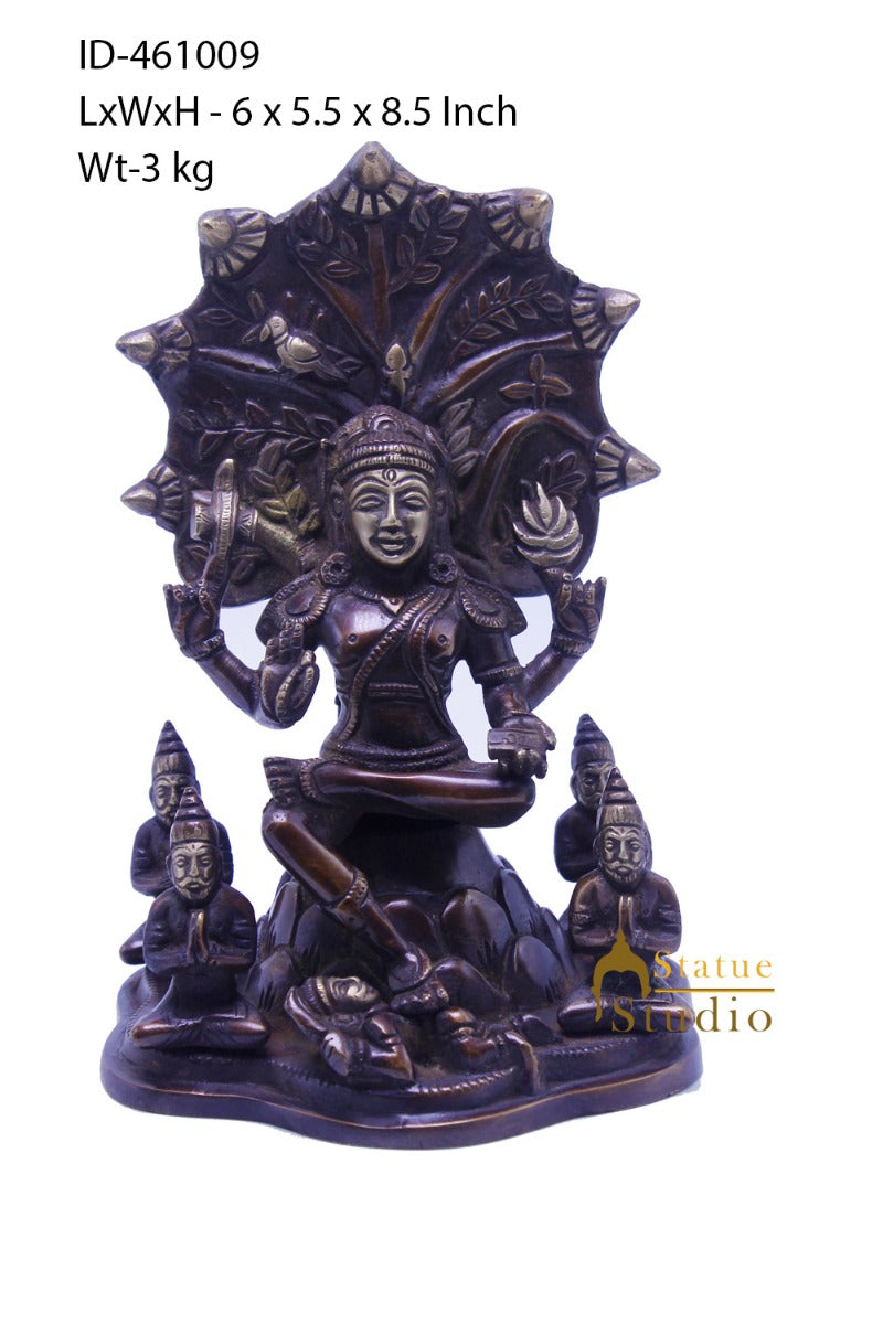 Brass Shiva Idol Dakshinamurthy Antique Finish For Home Pooja Room Decor 8.5"