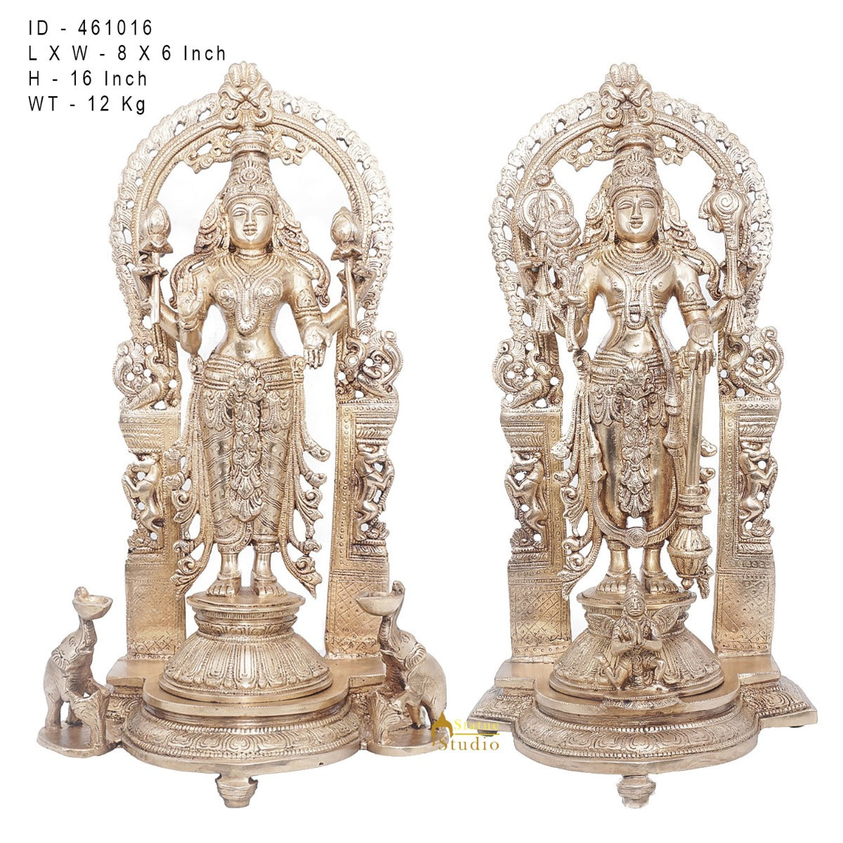 Brass Antique Vishnu Lakshmi Large Idol For Pooja Home Temple Décor Statue 16"