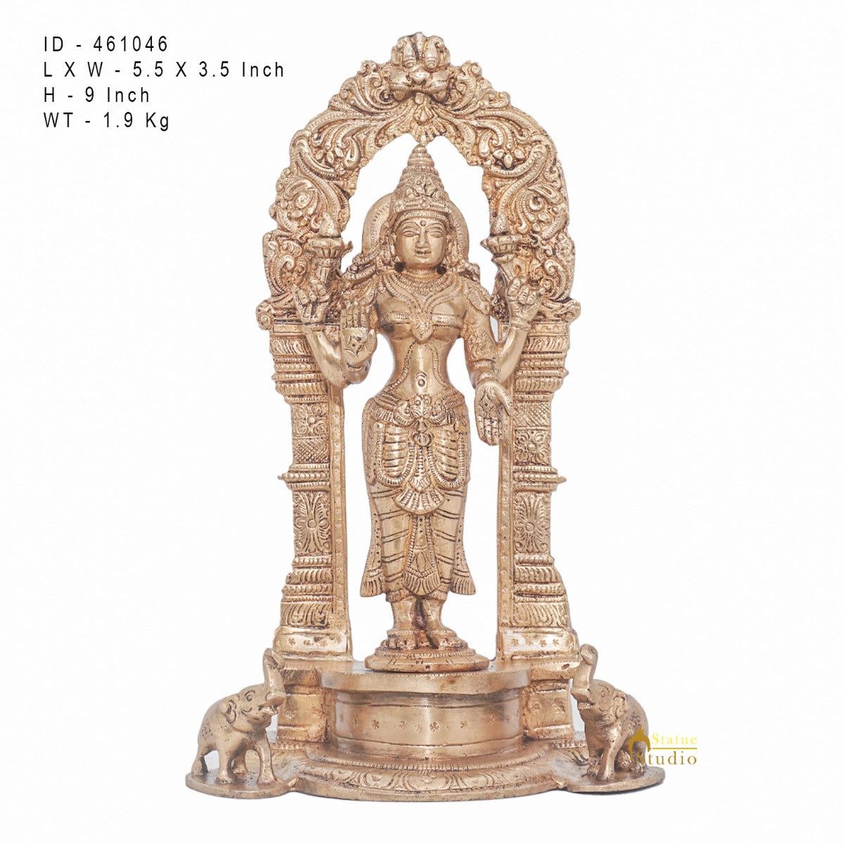 Brass Goddess Lakshmi Idol Laxmi Statue For Home Office Puja Room Décor 9"
