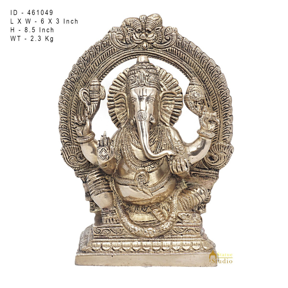 Brass Antique Ganesha Statue Ganpati Sitting Idol Home Pooja Room Décor Gift 8"