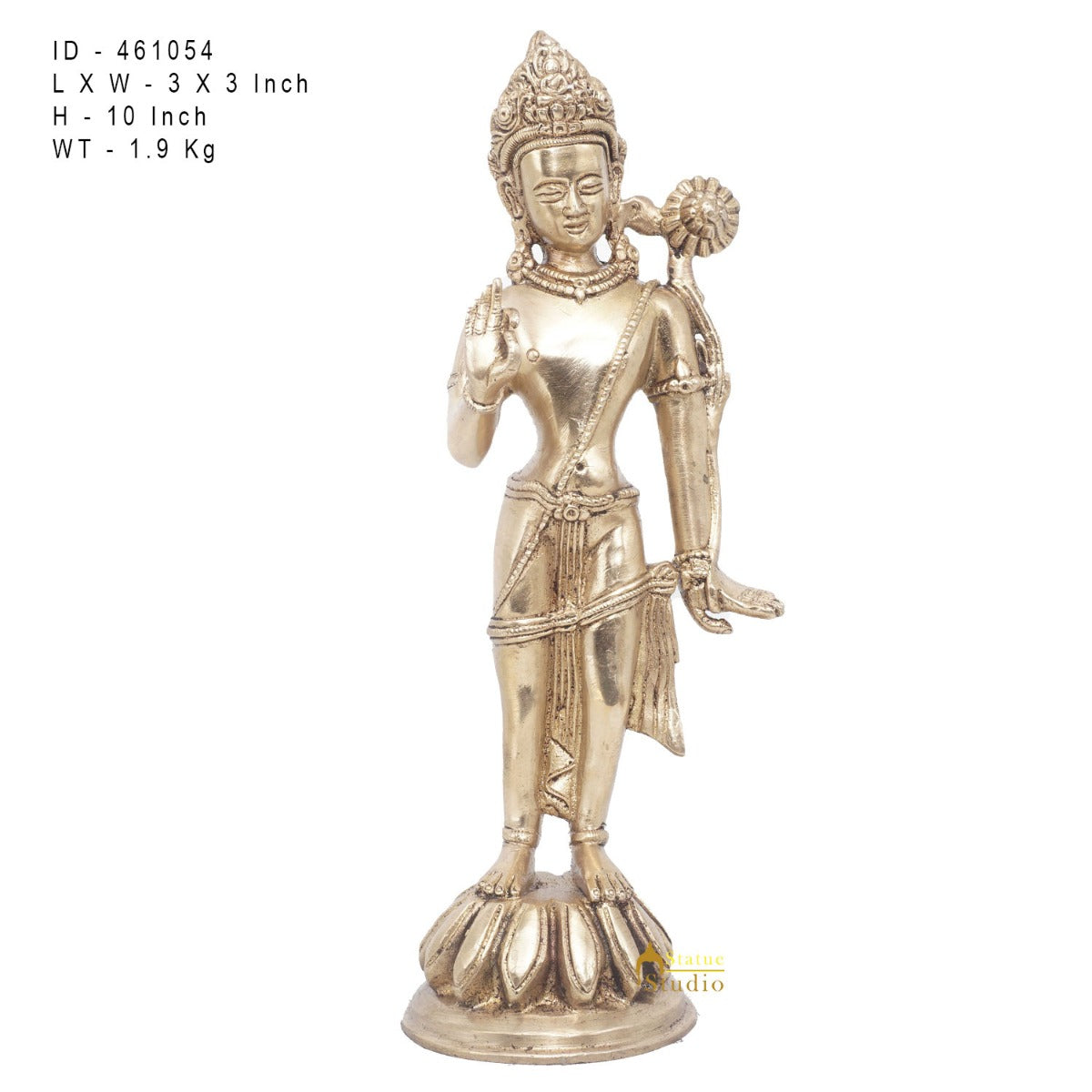 Brass Standing Parvati Idol Home Office Décor Lucky Statue 10"