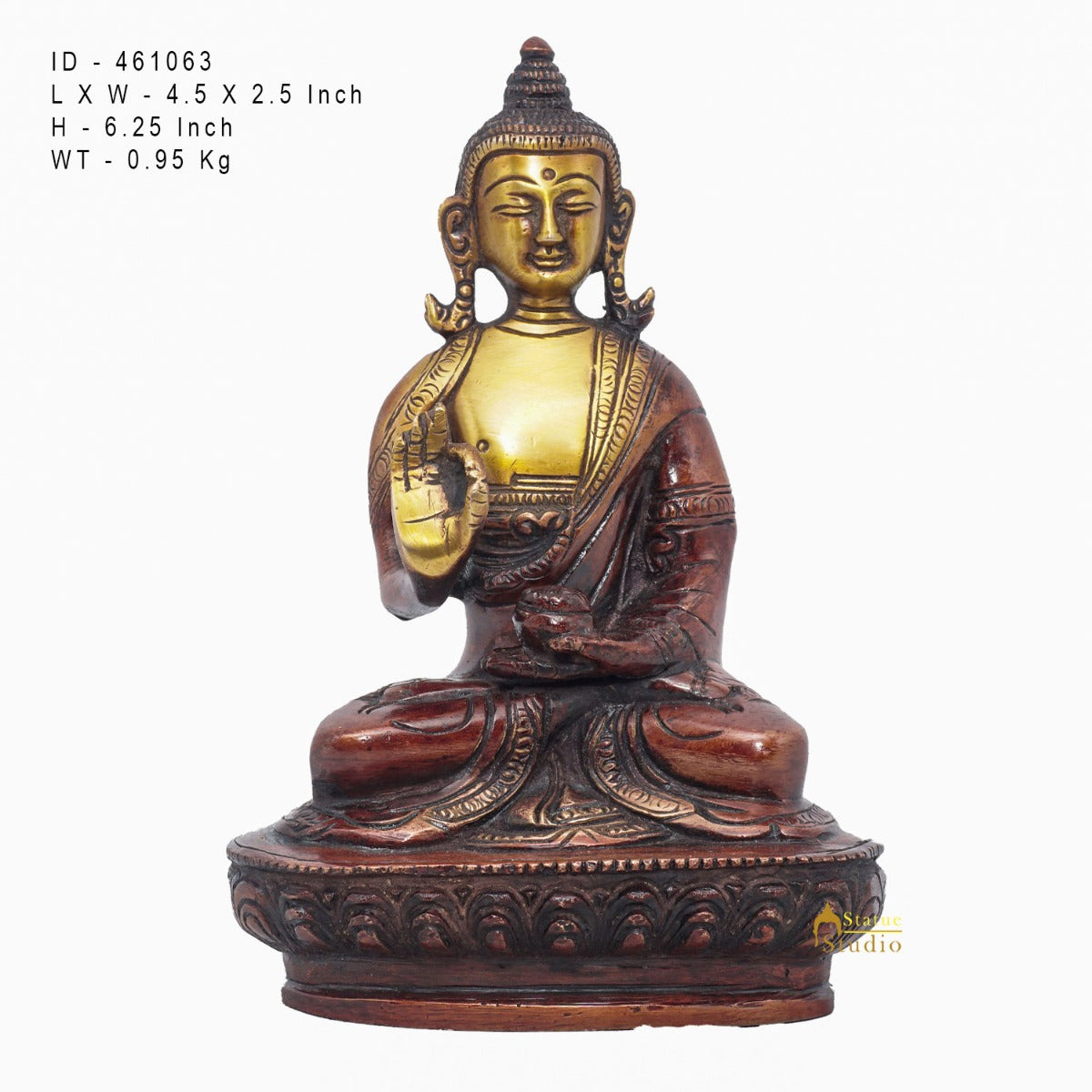 Brass Small Buddha Statue Antique Idol Home Office Room Décor Gift Showpiece 6"