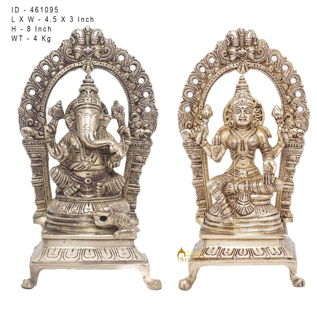 Brass Ganesha Lakshmi Idol Laxmi Statue For Diwali Home Puja Décor Gift 8"