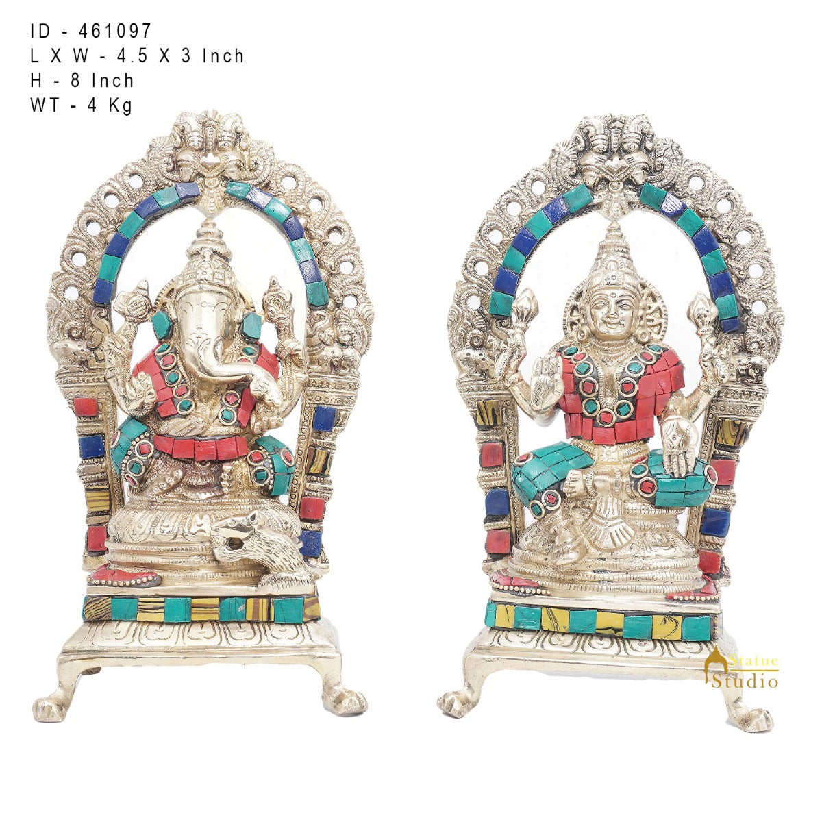 Brass Ganesha Lakshmi Idol Laxmi Statue For Diwali Home Puja Décor Gift 8"