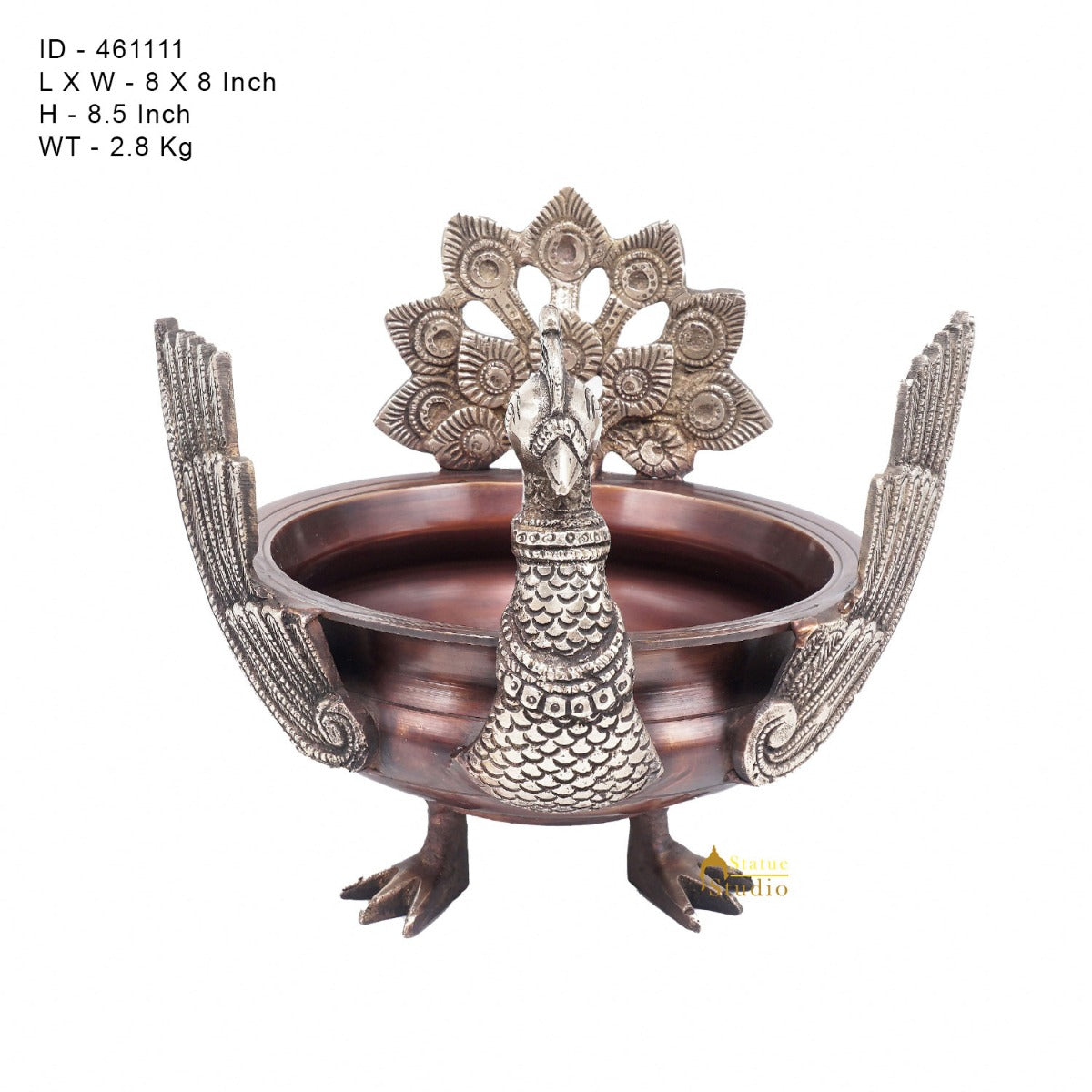 Brass Antique Peacock Urli Bowl Lucky Feng Shui Vastu Home Office Décor 13"