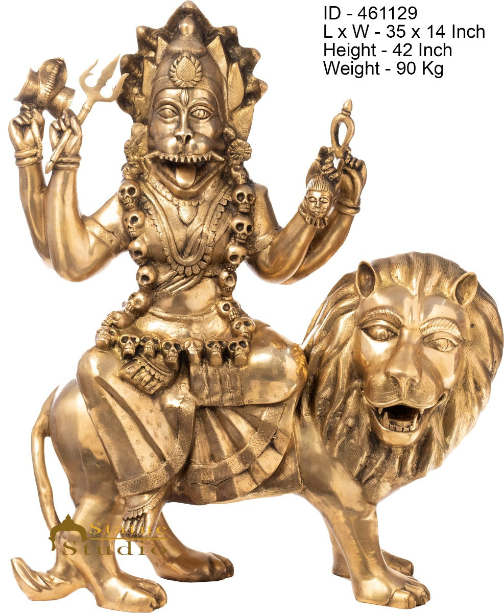 Brass Large Size Bhadrakali Idol Kali Statue For Home Temple 3.5 Feet